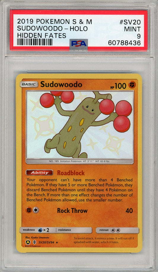 Sudowoodo Holo (Baby Shiny) SV20 - PSA 9 - S&M Hidden Fates 2019