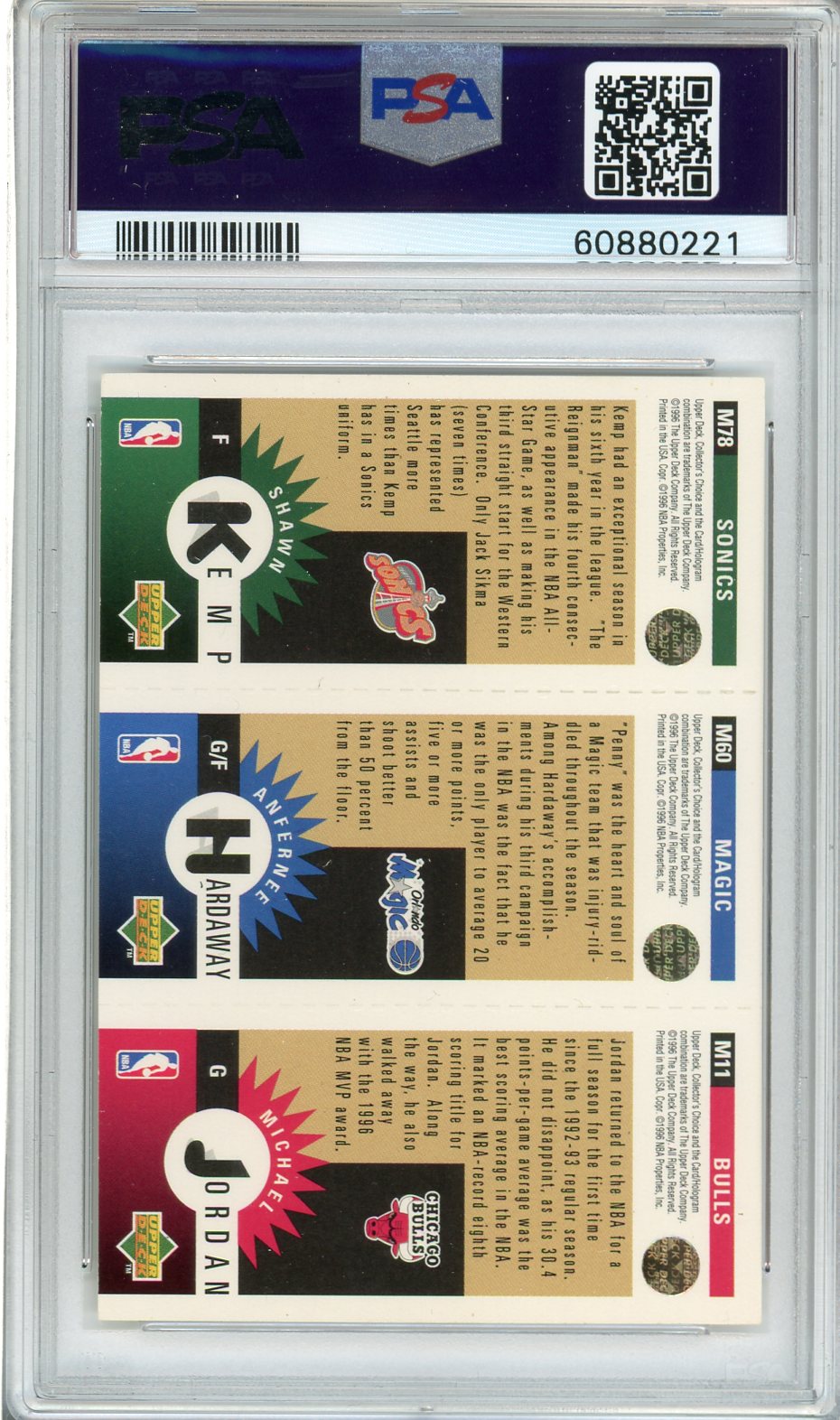Jordan,Hrdway,Kemp - PSA 6 - Upper Deck Collectors Choice 1996 - Gold