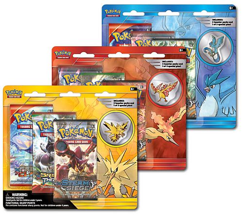 XY 3 pack Blister Pack - Articuno/Zapdos/Moltres Collector Pin Blister Pack (3 Booster Pakker + Pin)