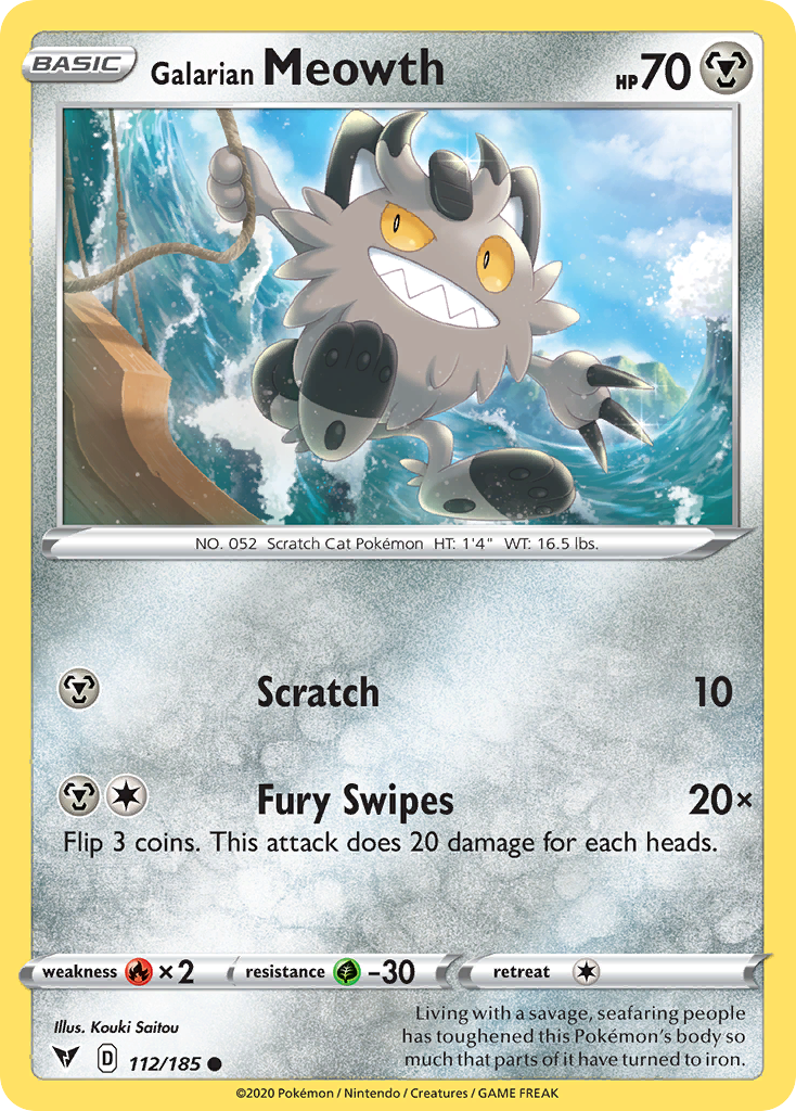 112/185 Galarian Meowth